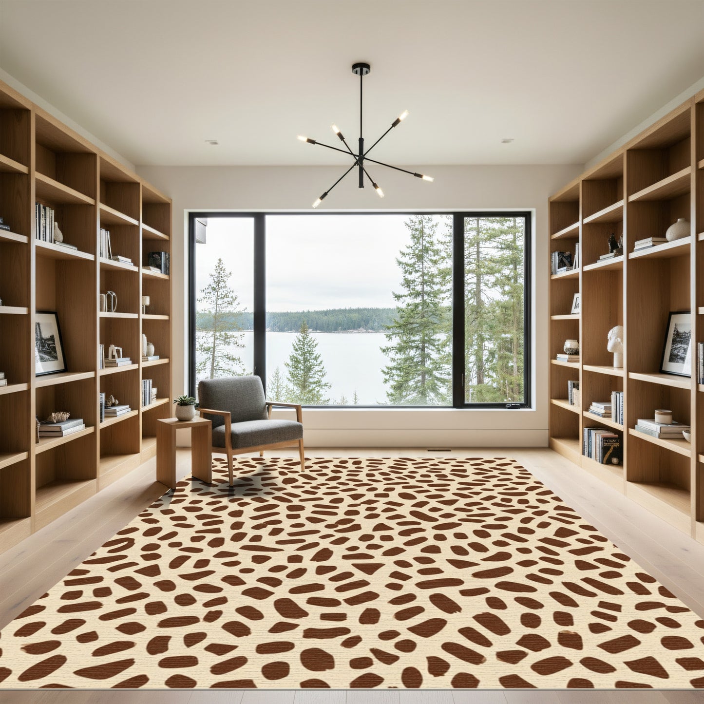 Brown Spotted Beige Abstract Spots Rug