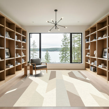 Neutral Abstract Geometric Block Rug