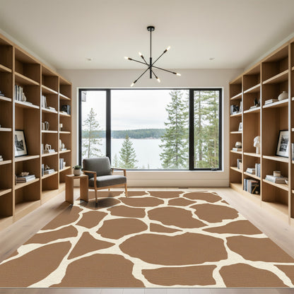 Brown White Organic Giraffe Spots Rug