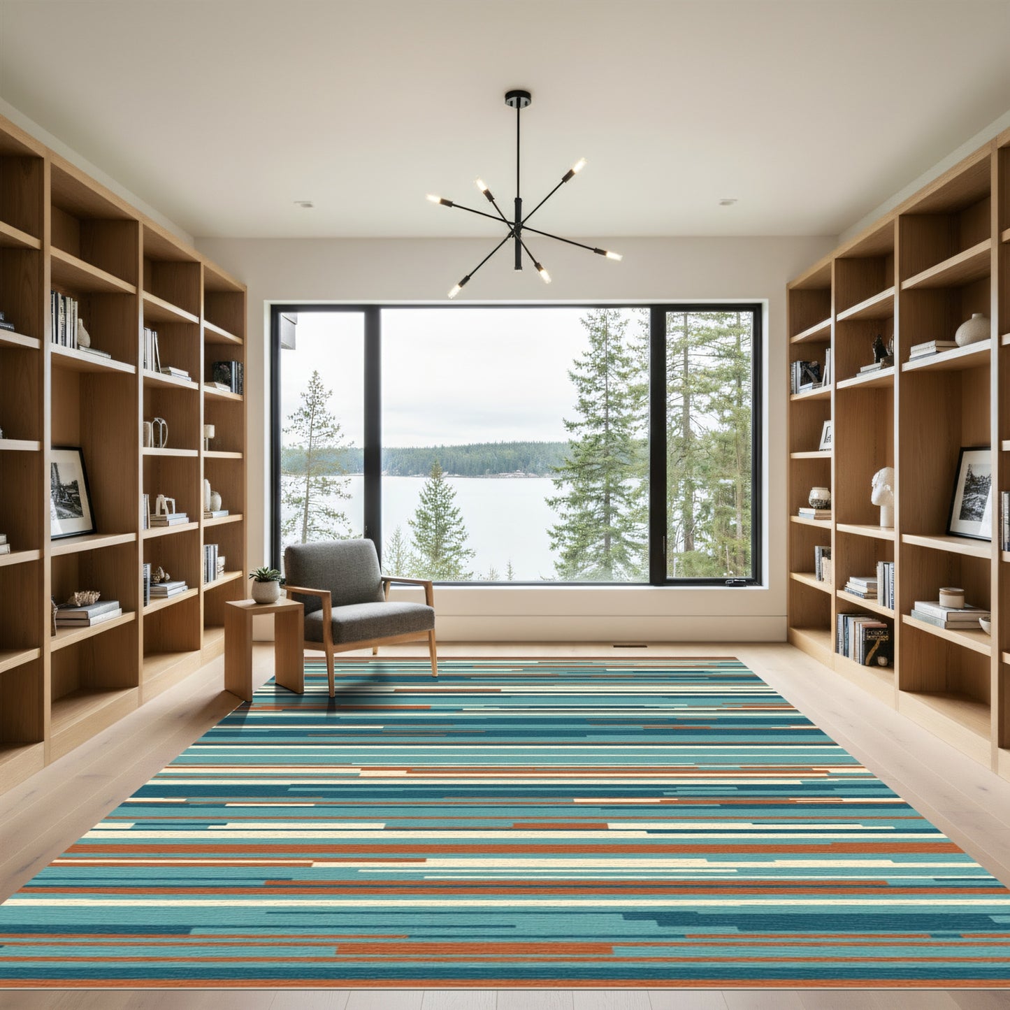Abstract Horizontal Stripe Canvas Rug