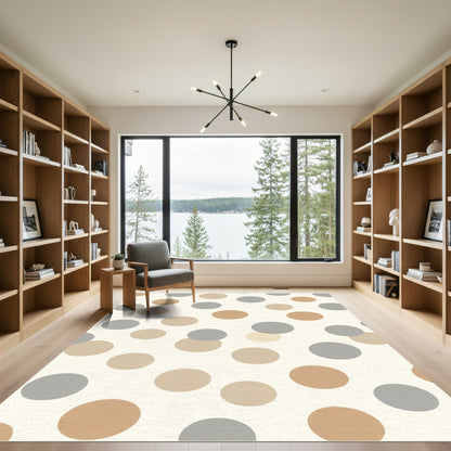 Earthy Neutral Polka Dot Circles Rug