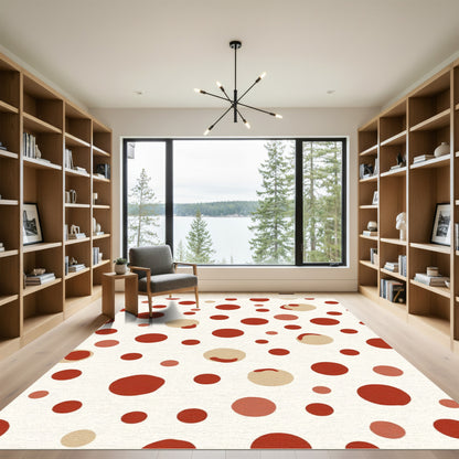 Crimson Beige Scatter Dot Rug