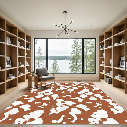 Brown White Organic Splatter Rug