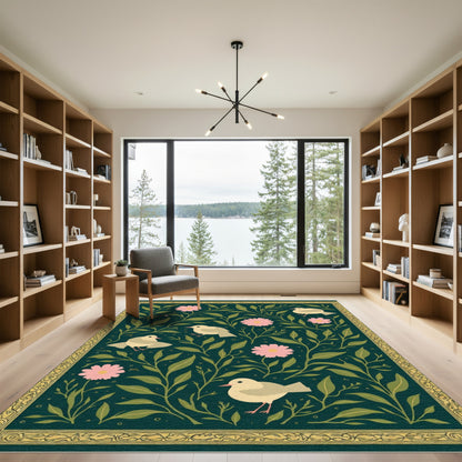 Charming Avian Floral Garden Rug