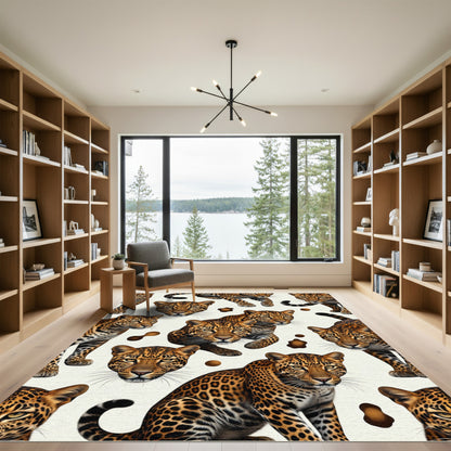 Wild Leopard Spots Cream Decorative Tile Rug
