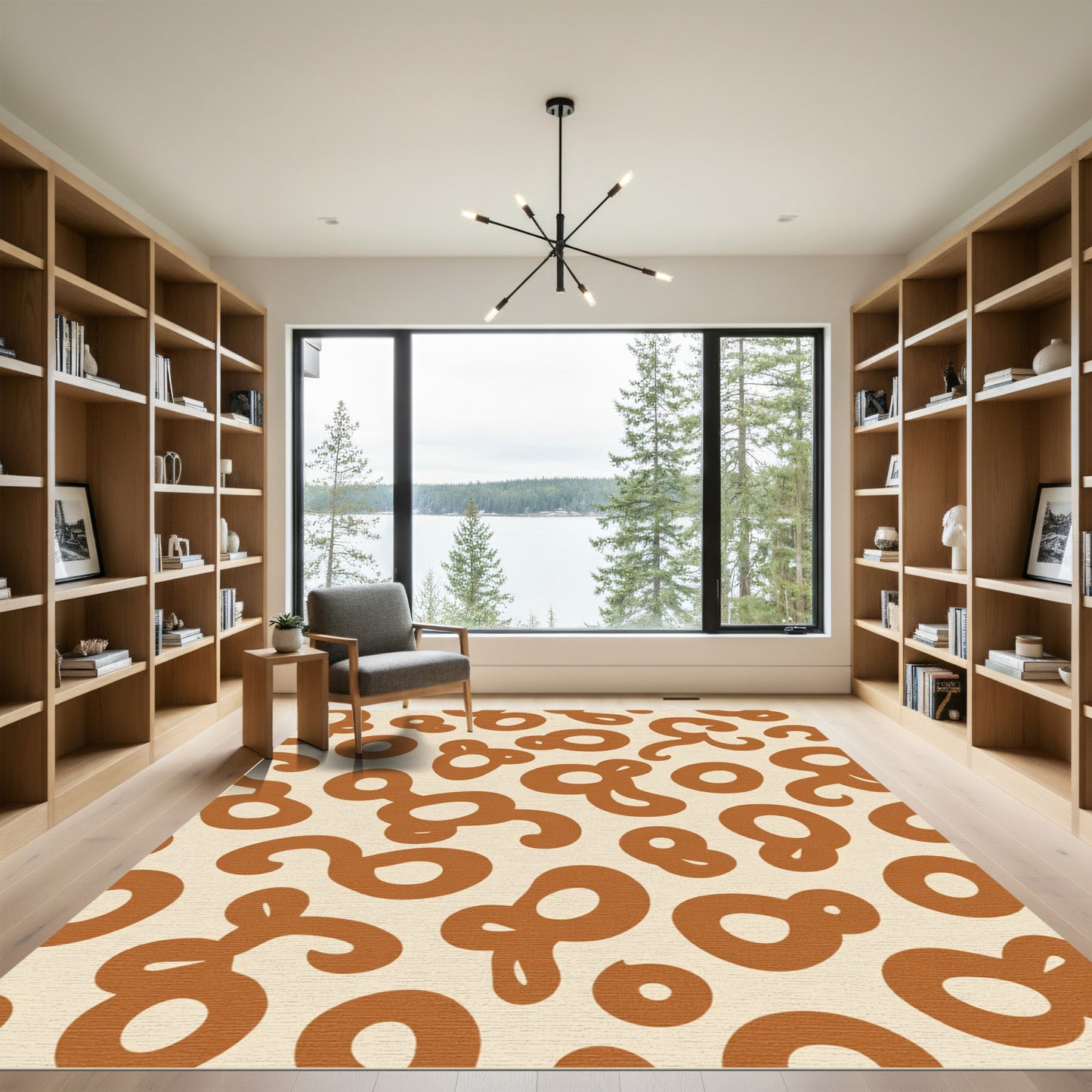 Terracotta Organic Blob Over Cream Rug
