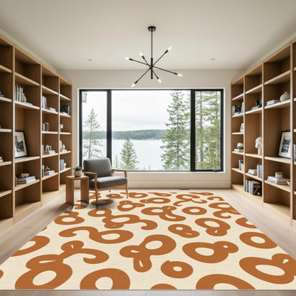 Terracotta Organic Blob Over Cream Rug