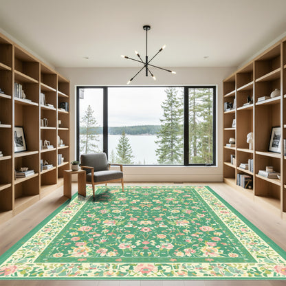 Emerald Meadow Blossom Tapestry Rug