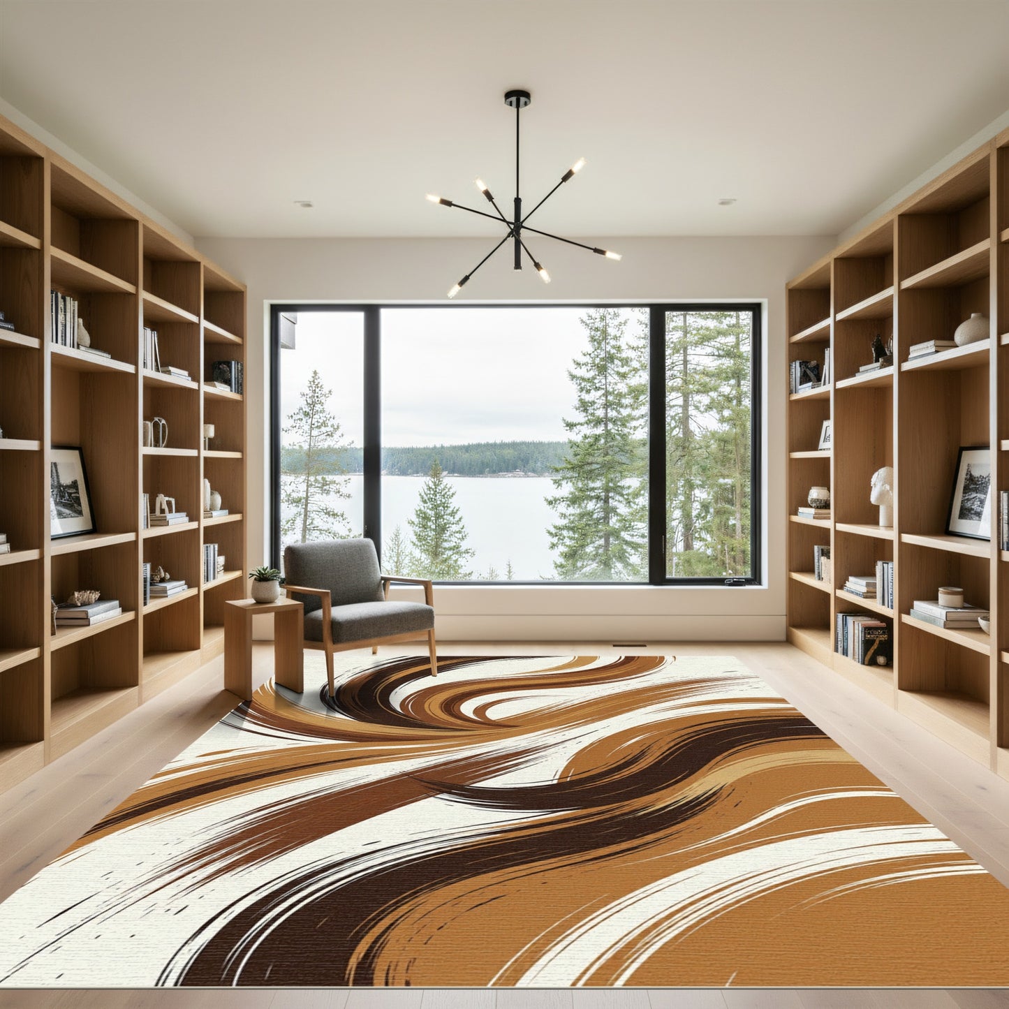 Warm Earthy Swirl Brushstrokes Rug