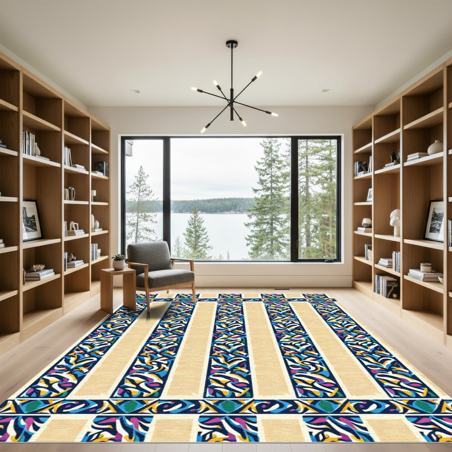 Bold Striped Abstract Medallion Rug