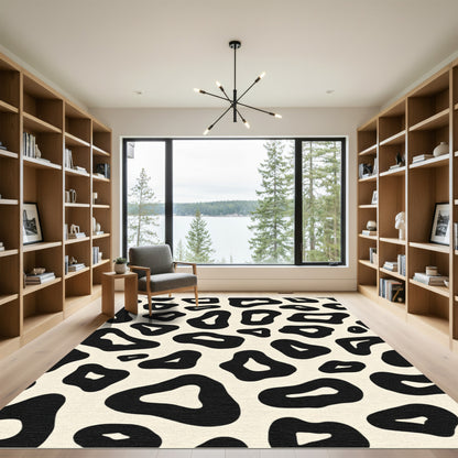 Black Cream Leopard Spot Rug