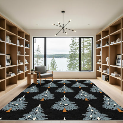 Gray Pine Forest Repeating Trees Rug
