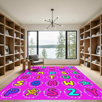 Colorful Alphabet Star Characters Rug