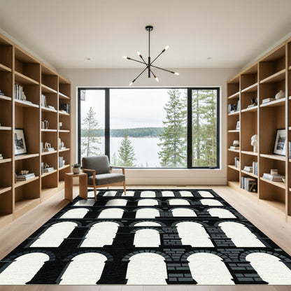 Monochromatic Arches Architectural Landscape Rug