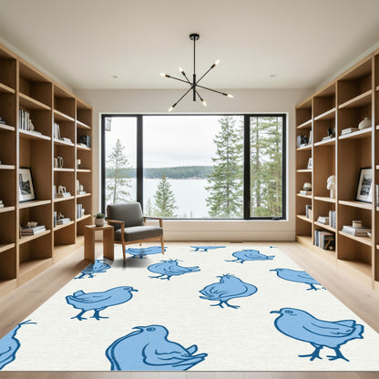 Blue Bird Charm Seamless Arrangement Rug
