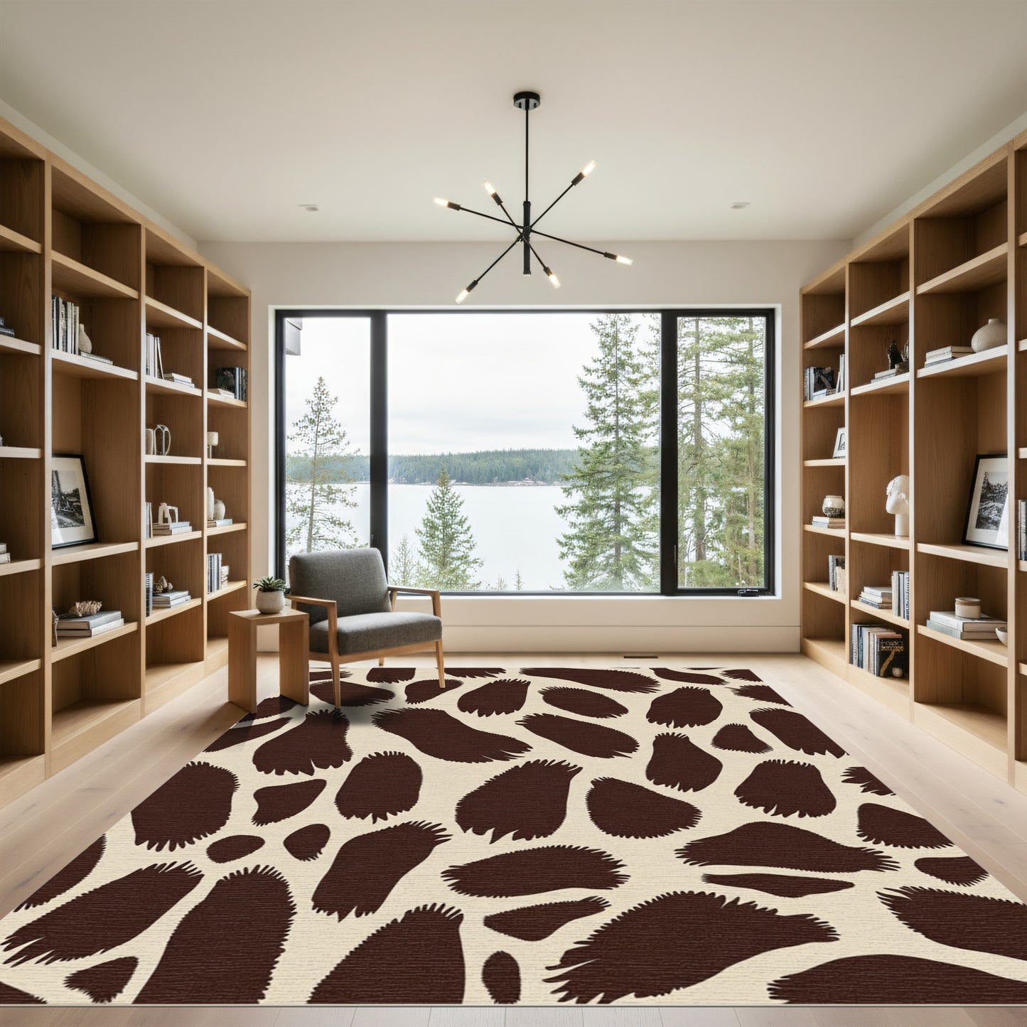 Brown Giraffe Spots Textured Rug