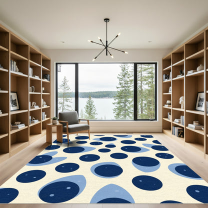 Indigo And Blue Circles Design Rug