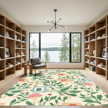 Whimsical Botanical ABC Blocks Rug