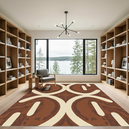 Earthy Geometric Arc Lattice Rug