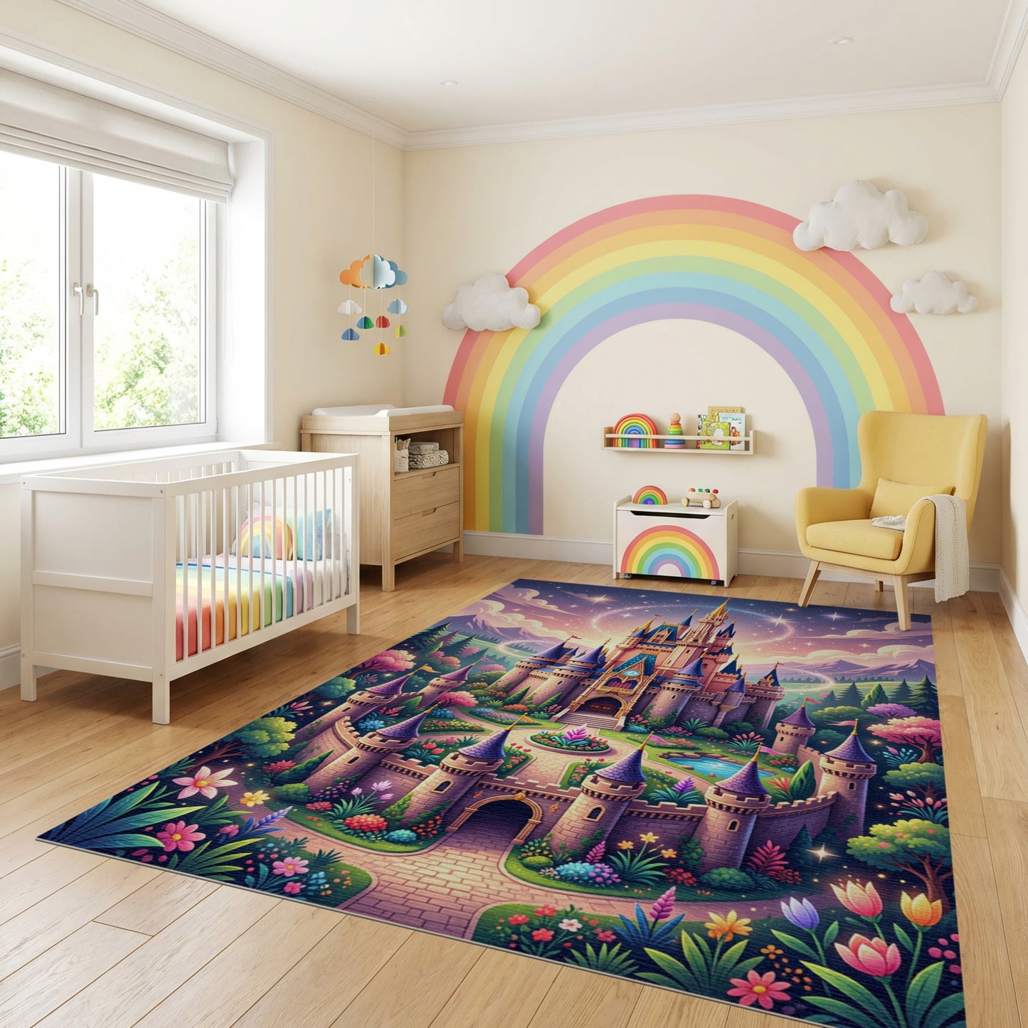 Whimsical Magical Castle Garden Rug