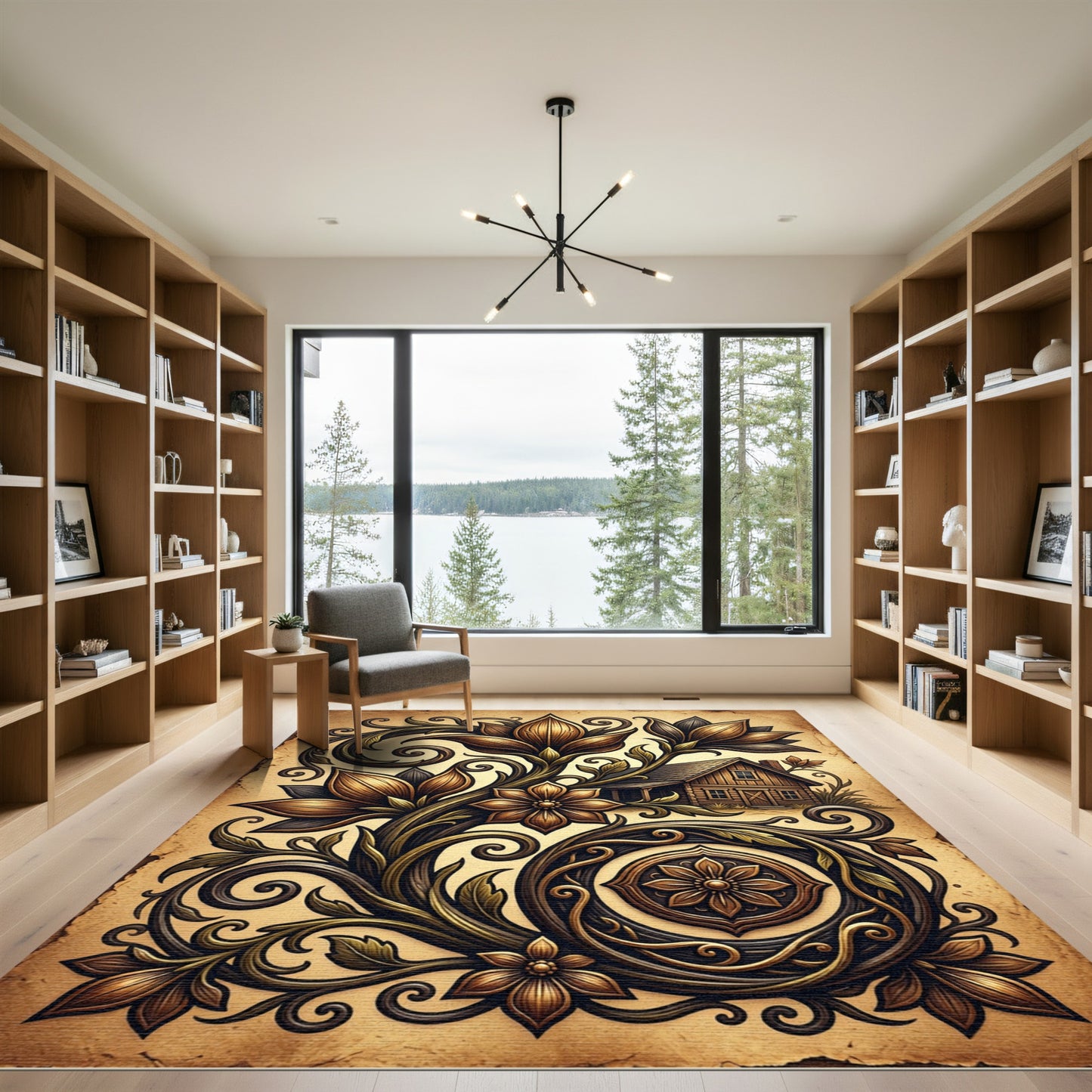 Vintage Floral Vine Cabin Accent Rug