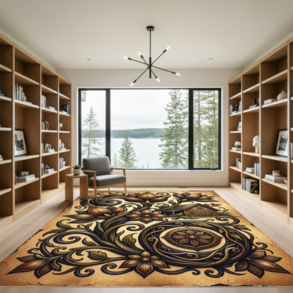 Vintage Floral Vine Cabin Accent Rug