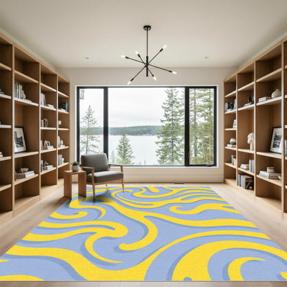 Yellow Swoosh Swirl Lavender Rug