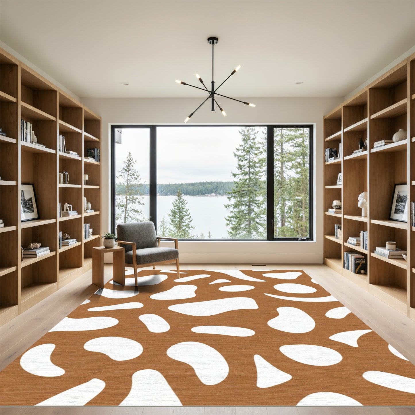 Modern Brown White Organic Blotch Rug