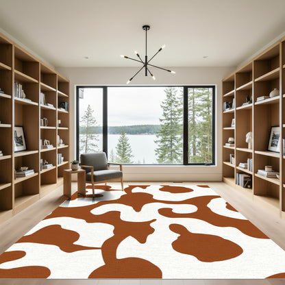 Brown and White Abstract Spots Rug