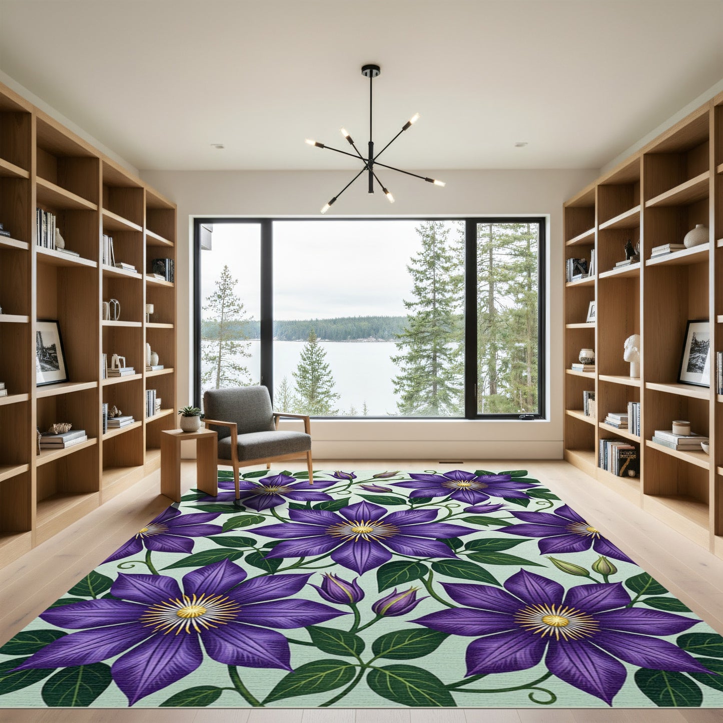 Vibrant Purple Floral Garden Vine Rug