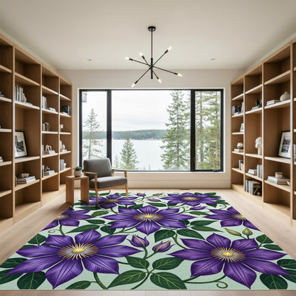 Vibrant Purple Floral Garden Vine Rug