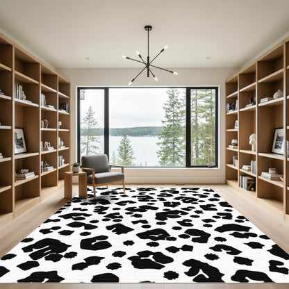 Black White Spotted Animal Hide Rug
