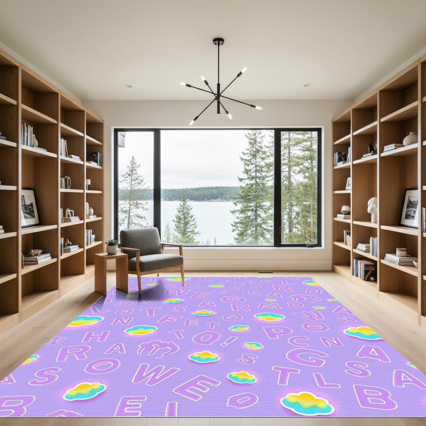 Lavender Alphabet Cloud Scatter Rug