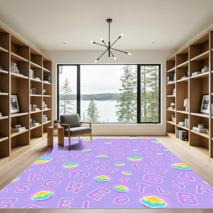Lavender Alphabet Cloud Scatter Rug
