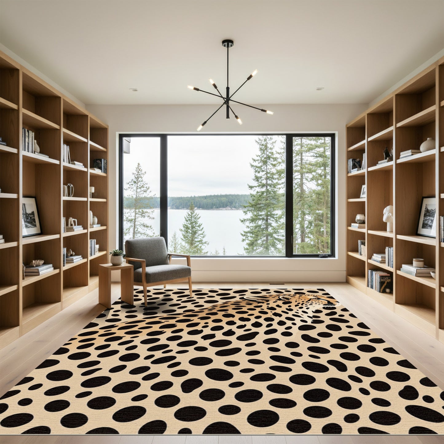 Golden Cheetah Spots Contemporary Rug