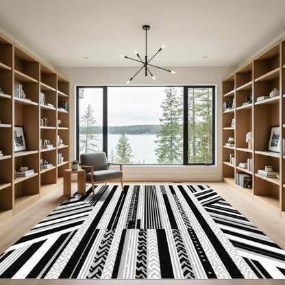 Monochromatic Vertical Stripe Collage Rug