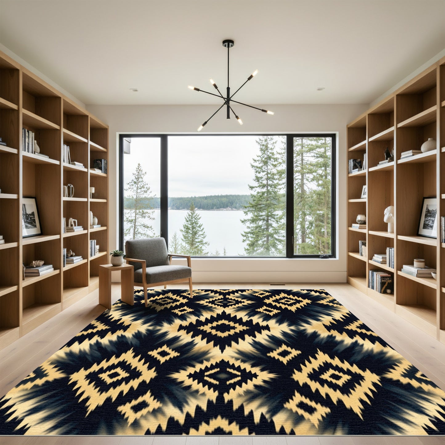 Bold Black and Gold Diamond Geo Rug