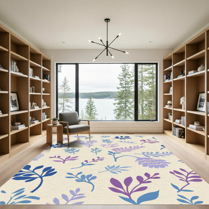 Amethyst Blue Leafy Sprigs Arrangement Rug