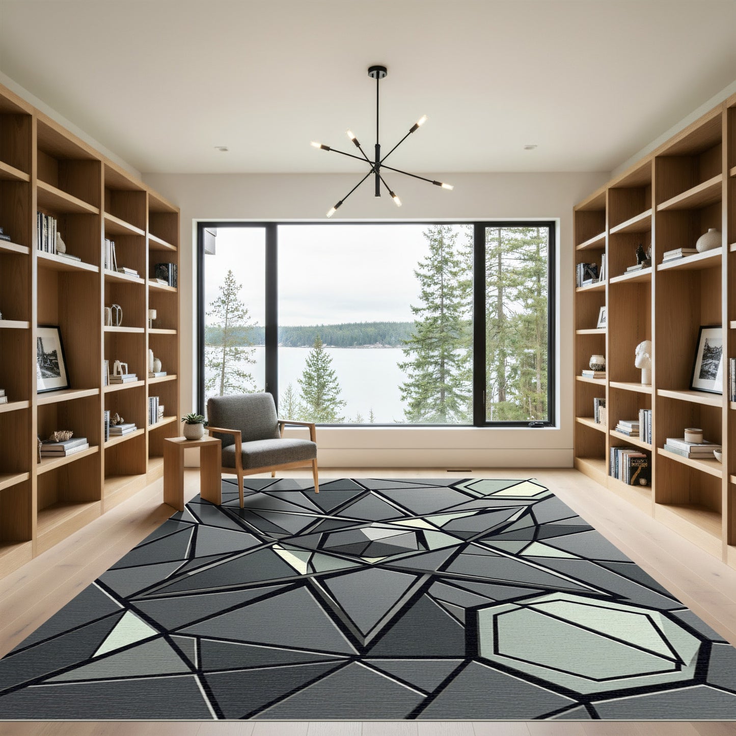Monochromatic Geometric Facet Array Rug