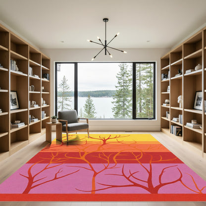 Sunset Branches Horizontal Stripes Rug