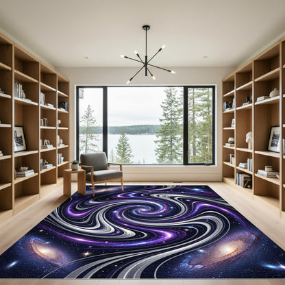 Cosmic Purple Swirling Interstellar Galaxy Rug