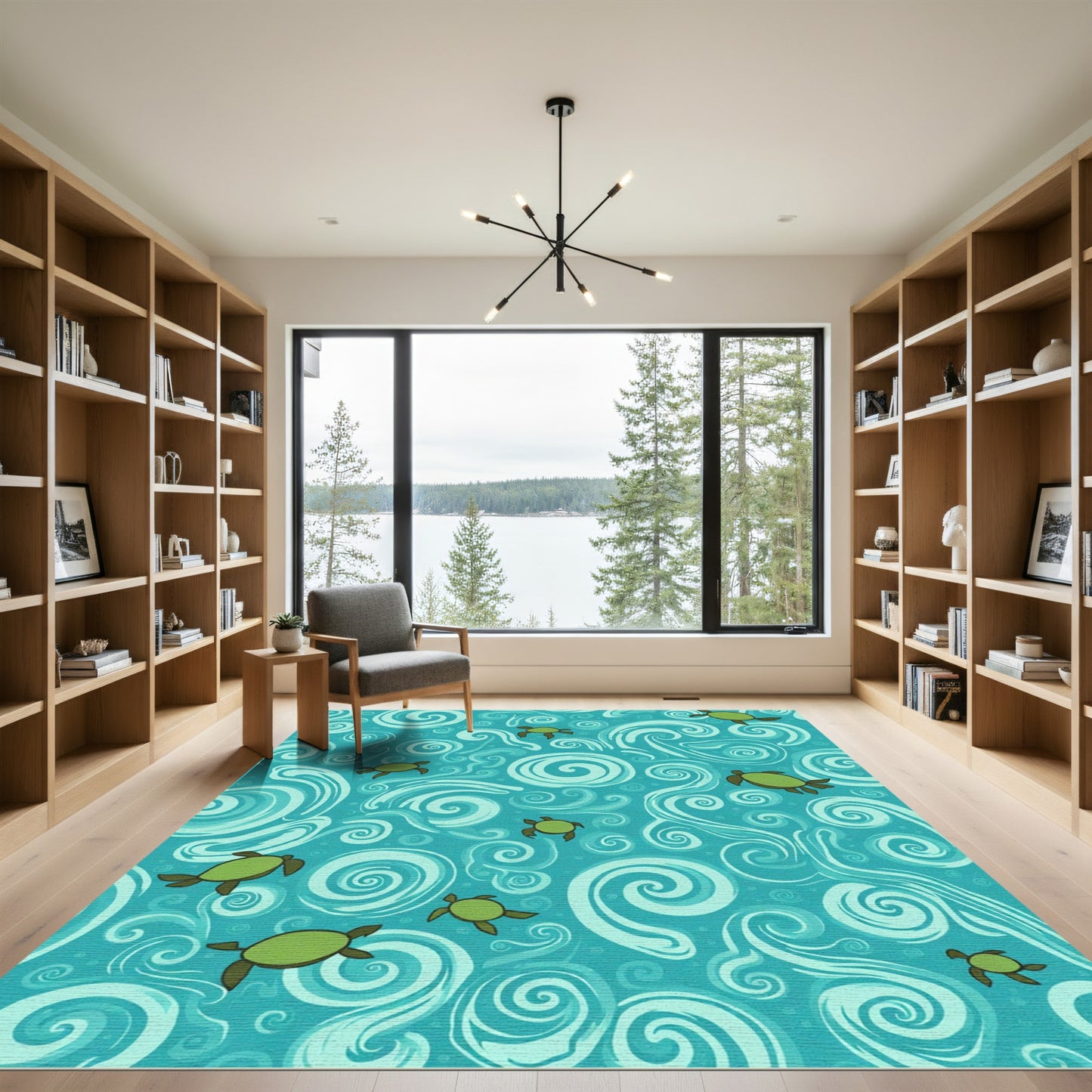 Green Turtle Ocean Swirl Rug