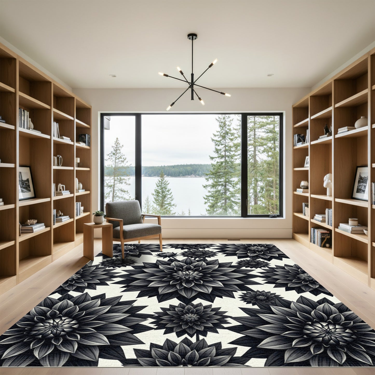Monochromatic Dahlia Garden Arrangement Rug