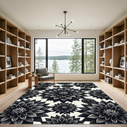 Monochromatic Dahlia Garden Arrangement Rug