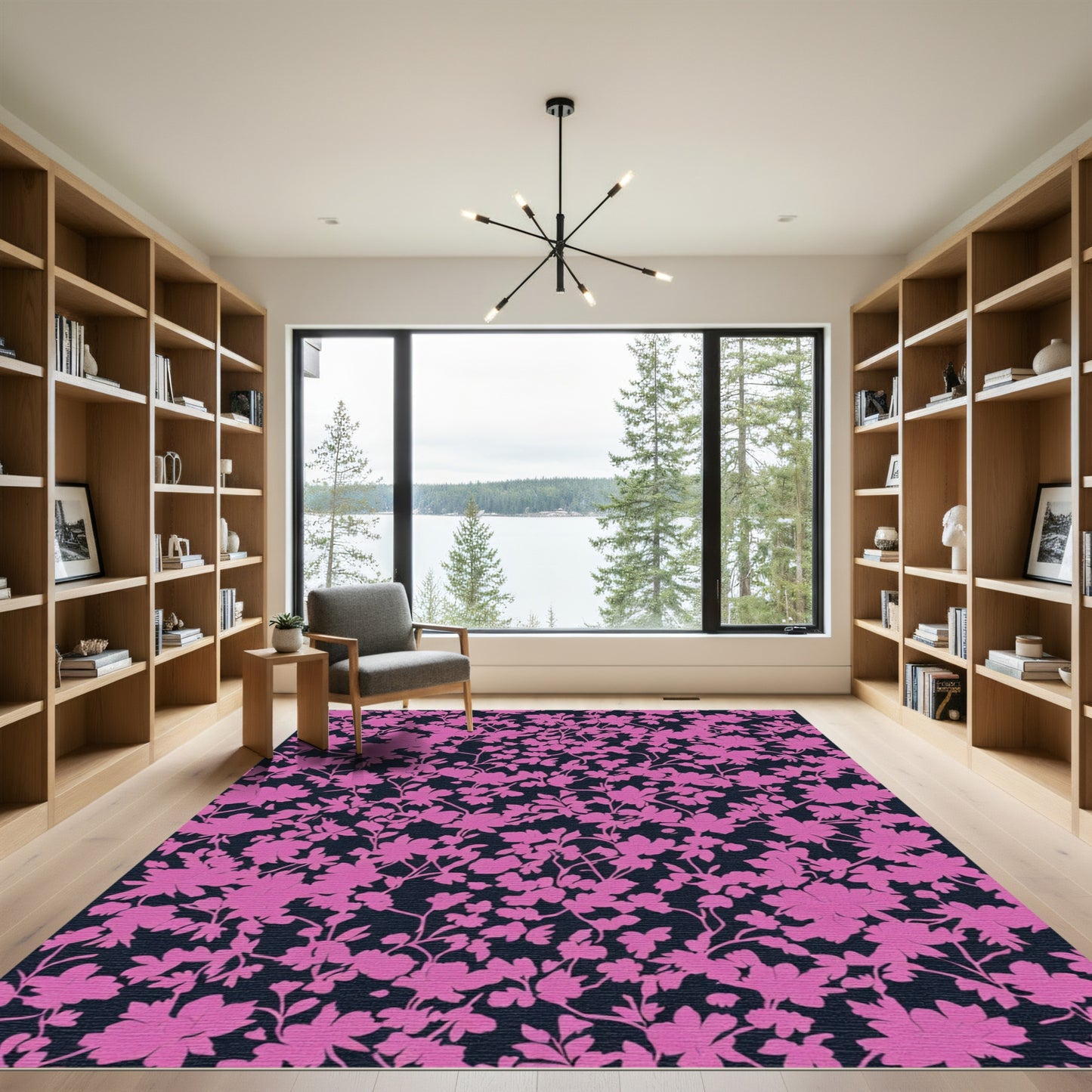 Pink Blossom Silhouette Garden Rug