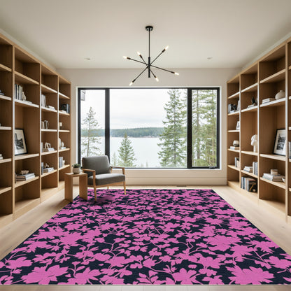 Pink Blossom Silhouette Garden Rug