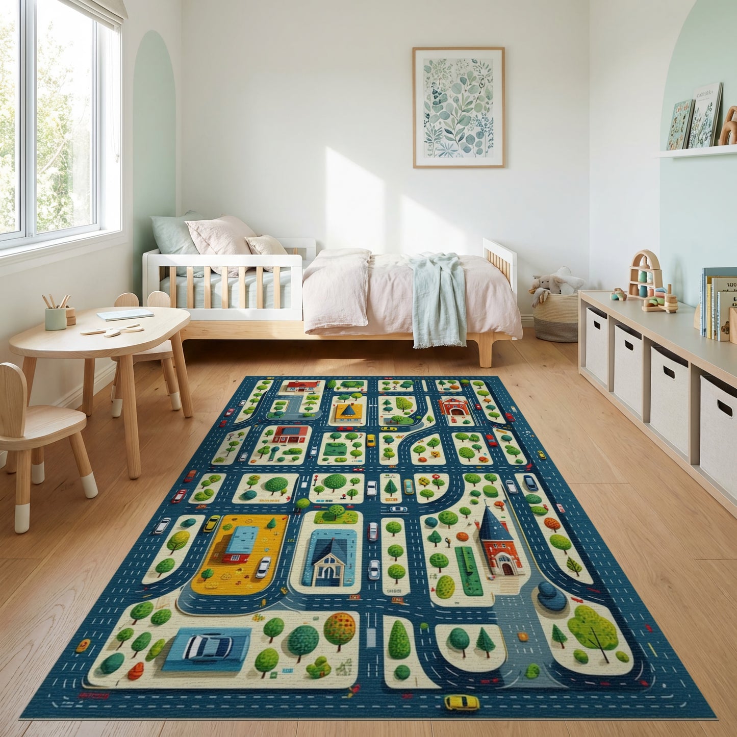 Playful Colorful City Street Map Rug