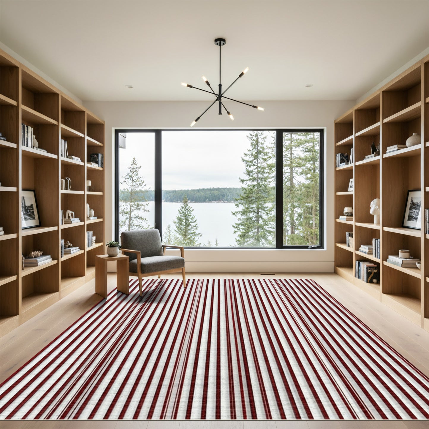 Rich Crimson Vertical Stripe Rug