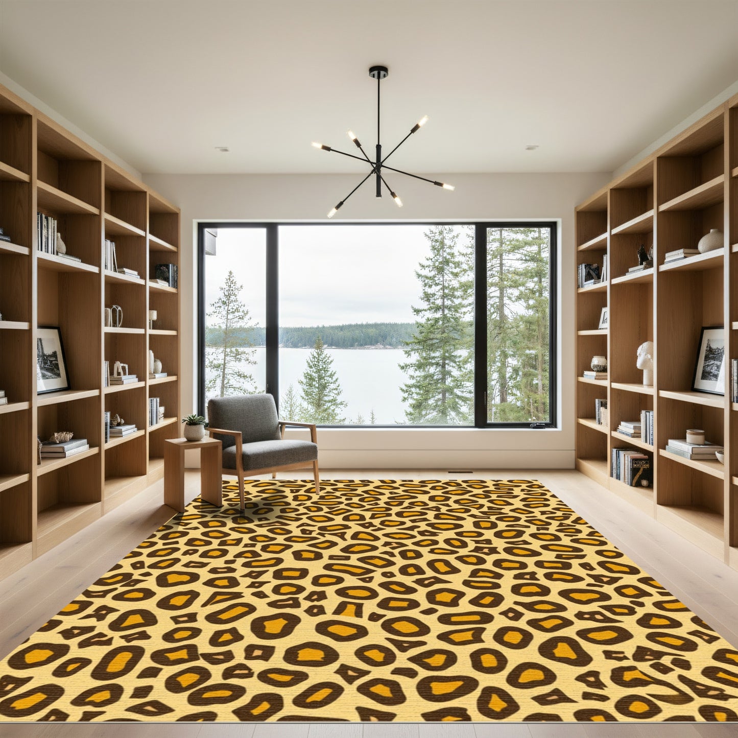 Golden Brown Leopard Spots Rug