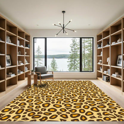 Golden Brown Leopard Spots Rug